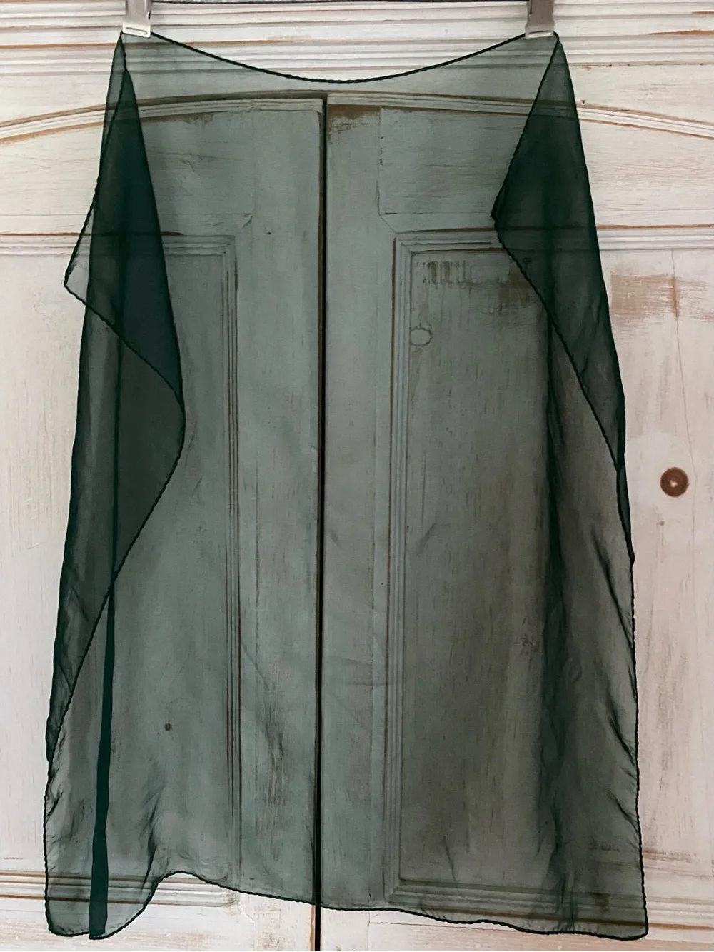 Vintage Sheer Chiffon Square Scarf Green